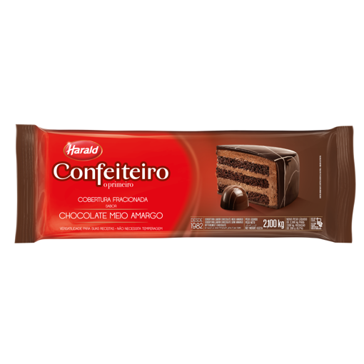Imagem de Confeiteiro Cobertura Fracionada Chocolate Meio Amargo 2,1 Kg - HARALD