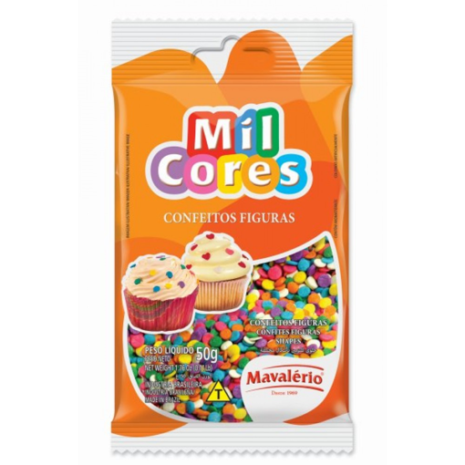 Imagem de Confeito Figuras Confete Mil Cores 50g - MAVALÉRIO